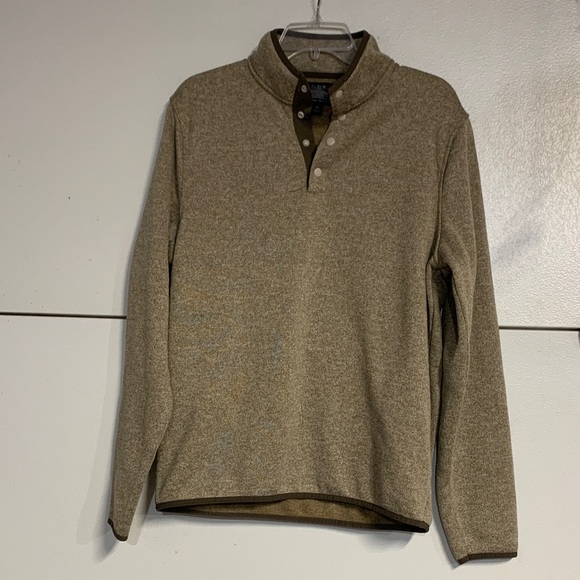J CREW MENS MARLED HALF SNAP FLEECE PULLOVER TAN BROWN MEDIUM - Picture 2 of 7